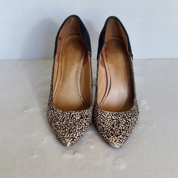 Madewell‎ Maddie Speckled Calf Hair Black Suede Pointed Toe Heels - Picture 2 of 13